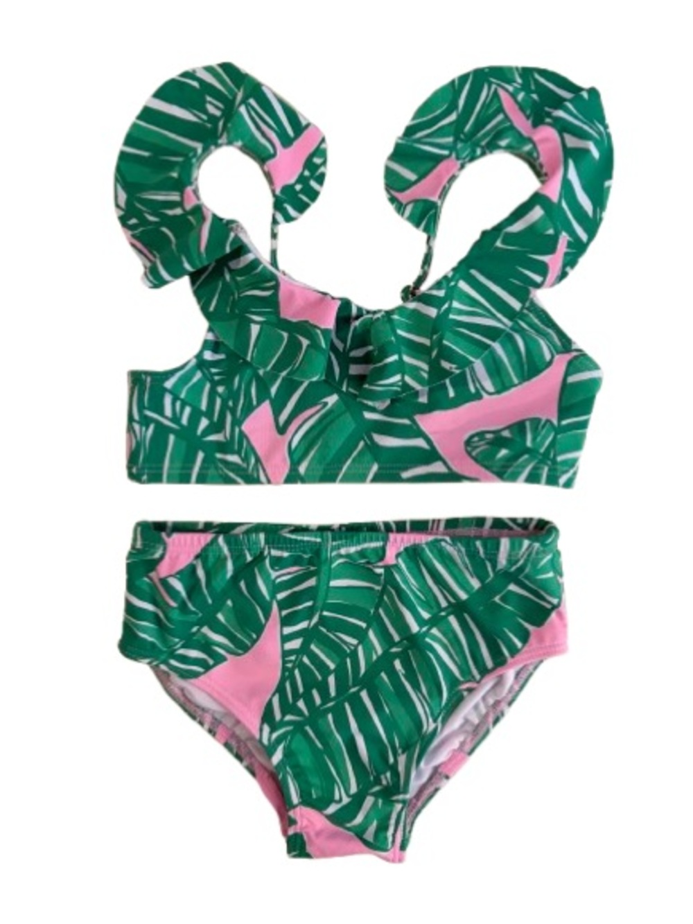 Lilly Pulitzer Girls Mini Kasme Bikini Set Lets Go Bananas Size 2 Pink Green EUC